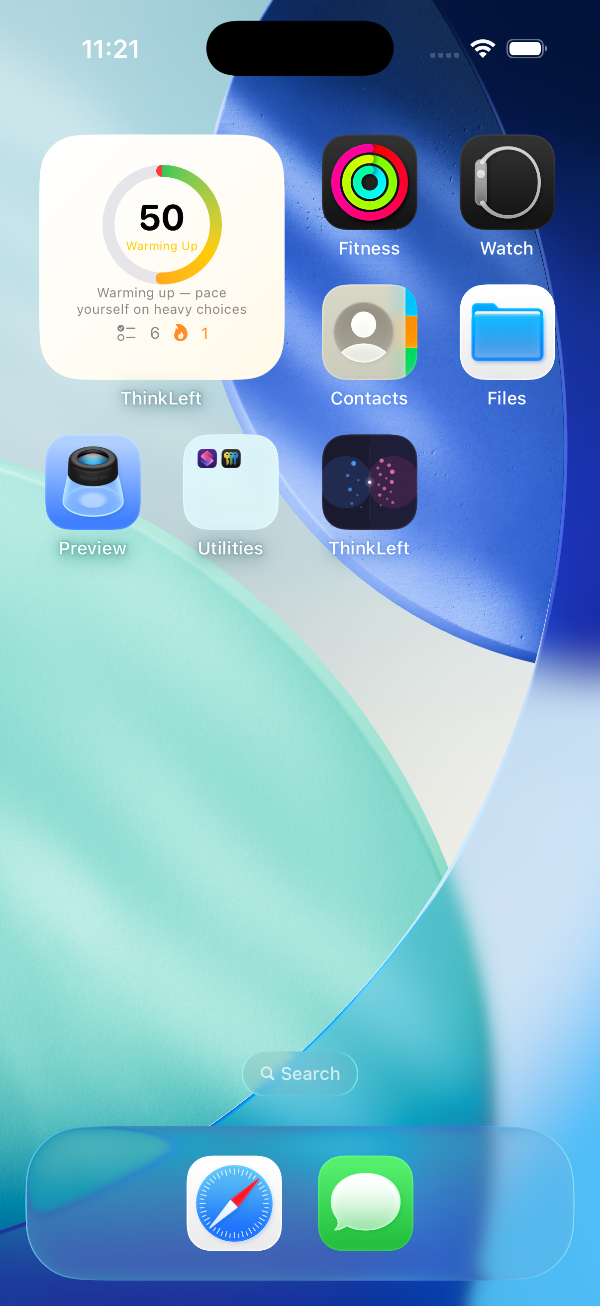 Home screen widget showing live fatigue score
